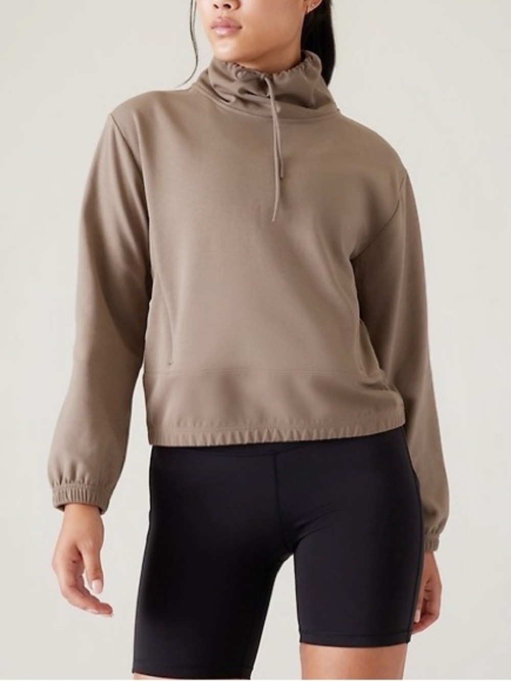 Athleta Woman Hybrid Funnel Neck Relax Fit Sweater SMALL Athleisure Sporty
